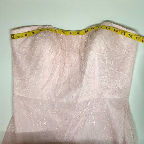 NWT | Dessy Collection | Florentine Lace Strapless Maxi | Blush | Size 12 - Picture 12 of 15
